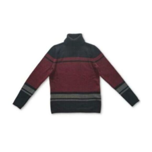 Karen Scott Cotton Colorblocked Turtleneck Sweater New Red Amore M - Picture 1 of 1